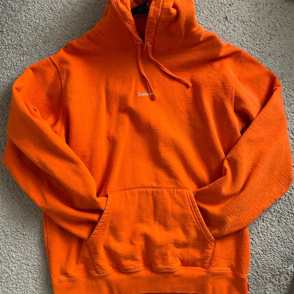 SUPREME compact logo hoodie bright orange